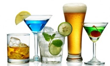 various type of alcoholic drinks isolated on white